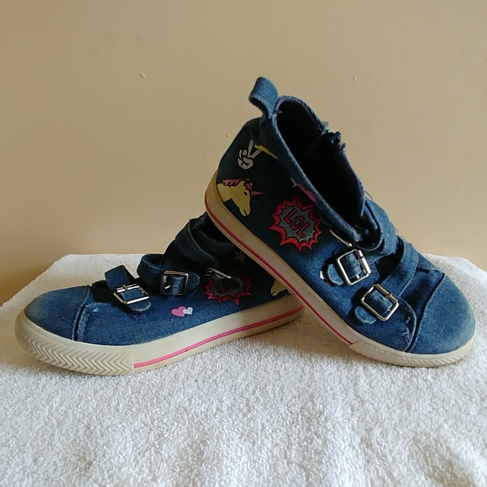 Faded Glory Girls Emoji zipper denim high tops